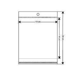 Clear Plastic Self-Adhesive Seal Bags w/ Hang Hole 13x14 cm (package 100 pc.)