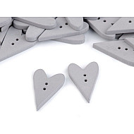 Wooden Decorative Button Heart, grey, 10 pc.