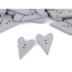 Wooden Decorative Button Heart, grey, 10 pc.