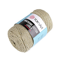 Knitting Yarn Macrame Cotton Lurex 250 g - beige - gold, 1 Buc.
