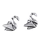 Metal Charm Origami Swan, Fox - platinum - swan, 5 Buc. Metal Charm Origami Swan, Fox - platinum - swan, 5 Buc.