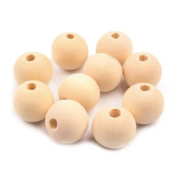 Mărgele din lemn natur, Ø18 mm (pachet 10 buc.) - natural deschis