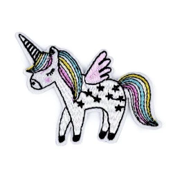 Iron-on Patch Unicorn, Delphin, Tiger, Cat, Lion, Rabbit - white - Unicorn, 1 pc.