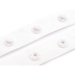 Snap Tape for fastening bodysuits, width 18mm - White
