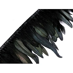 Feather Trimming - Rooster Feathers width 15 - 19 cm - black, 1 ml.