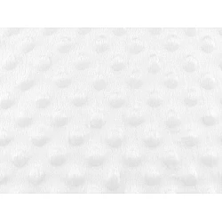 Pluș Minky cu buline 3D, 215 g/m², la metru - alb