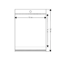 Clear Plastic Self-Adhesive Seal Bags w/ Hang Hole 13x14 cm (package 100 pc.)