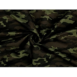 Single Knit Cotton Jersey Fabric, Green Camouflage (sold by the meter)