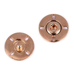 Design Sew on Metal Press Snaps / Fasteners Ø25 mm, pink gold, 2 pr.