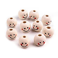 Wooden Beads with Face Ø18 mm, ivory, 10 pc.