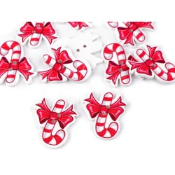 Christmas Wooden Decorative Button, red, 10 pc.