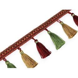 Trimming Braid with Fringe width 95 mm, bordeaux, 1 m