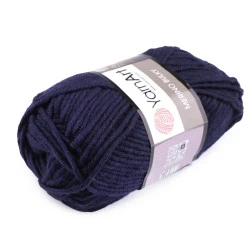 Fir de tricotat Merino bulky, 100 g - albastru închis