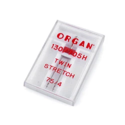 Twin stretch needle 75/4 organ - Nickel (1 Box)