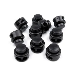 Round 2-hole cord lock stopper toggles 13x15 mm - Black (10 Pieces)