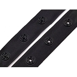 Snap tape for fastening bodysuits, width 18mm - Black (1 Meter)