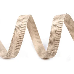 Herringbone twill tape width 10 mm - Beige (50 Meters)