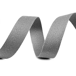 Herringbone twill tape width 18 mm - Grey (50 Meters)