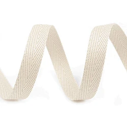 Herringbone twill tape width 12 mm - Ecru light (50 Meters)