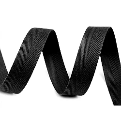 Herringbone twill tape width 14 mm - Black (50 Meters)
