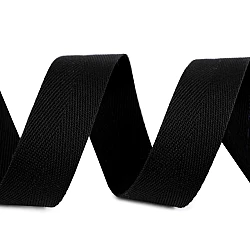 Herringbone twill tape width 25 mm - Black (45 Meters)