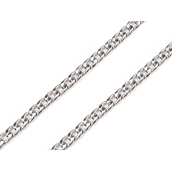 Flat stainless steel chain, width 5.5 mm, length 1 m - Platinum (10 Pieces)