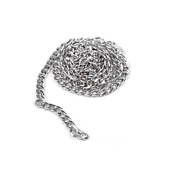 Flat stainless steel chain, width 5.5 mm, length 1 m - Platinum (10 Pieces)