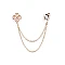 Brooch / buckle dragoon with rhinestones, four-leaf clover - Pink gold (1 Piece)