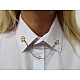 Brooch / buckle dragoon with rhinestones, four-leaf clover - Pink gold (1 Piece)