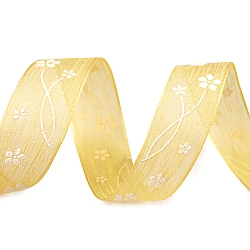 Ribbon with flowers, width 25 mm - Yellow (20 Meters)