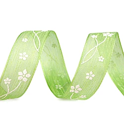 Ribbon with flowers, width 25 mm - Green light (20 Meters)