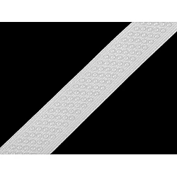 Elastic non-slip band / silicone backed gripper width 25 mm - White (1 Meter)