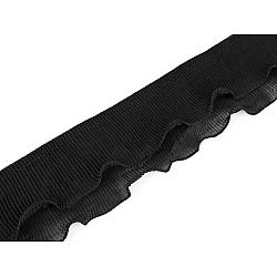 Pleated ruffle trimming width 78 mm - Black (1 Meter)