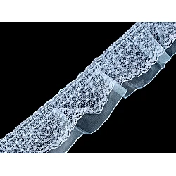 Lace ruffle trimming, double, width 40 mm - Blue light (1 Meter)