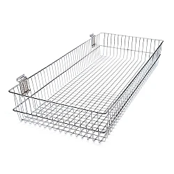Grid wall / slat wall hanging wire basket 40x90 cm - Silver (1 Piece)
