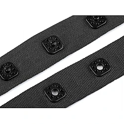 Snap tape for fastening bodysuits width 17 mm - Black (1 Meter)