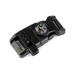 Side release buckle with whistle and compass width 15 mm - Black (1 Piece)