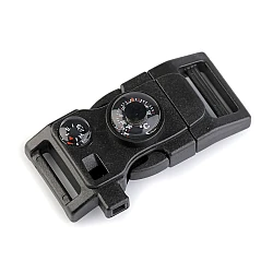 Side release buckle with whistle and compass width 20 mm - Black (1 Piece)