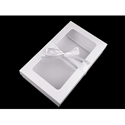 Folding paper box with window and ribbon - White (5 Pieces)