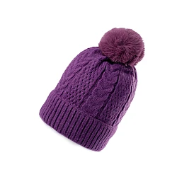 Women's / girls' pom pom winter hat, emi ross - Violet (4 Pieces)
