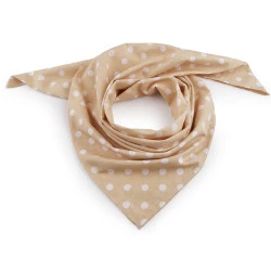 Cotton scarf with polka dots  70x70 cm - Beige (1 Piece)