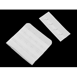 Hook and eye bra fasteners, 4 hooks, width 70 mm - White (1 Pair)