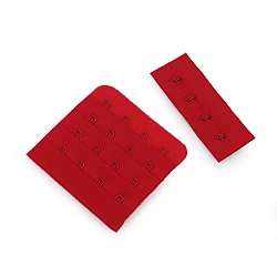 Hook and eye bra fasteners, 4 hooks, width 70 mm - Red (1 Pair)