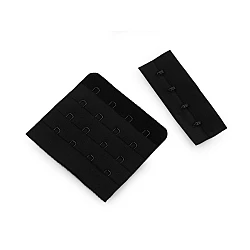 Hook and eye bra fasteners, 4 hooks, width 70 mm - Black (1 Pair)