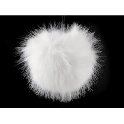 Fur pom pom with loop ø11 cm - Off white (1 Piece)