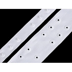 Sewing snap ribbon fastener press stud tape, double, width 42 mm - White (1 Meter)