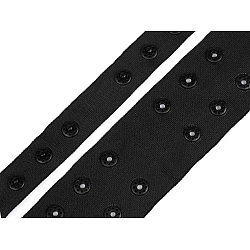 Sewing snap ribbon fastener press stud tape, double, width 42 mm - Black (1 Meter)