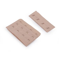 Hook and eye bra fasteners, 4 hooks, width 75 mm - Nude (10 Pairs)