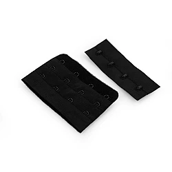 Hook and eye bra fasteners, 4 hooks, width 75 mm - Black (10 Pairs)
