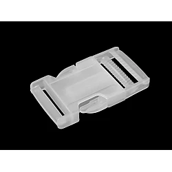 Plastic side release buckle with strap adjuster, width 25 mm, 32 mm - Transparent (20 Pairs)